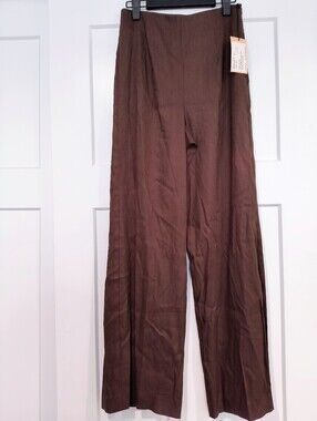 NWT Bailey 44 Alara Linen Wide-Leg Brown Pants